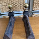 Pair of antique cast iron and brass bedside tables