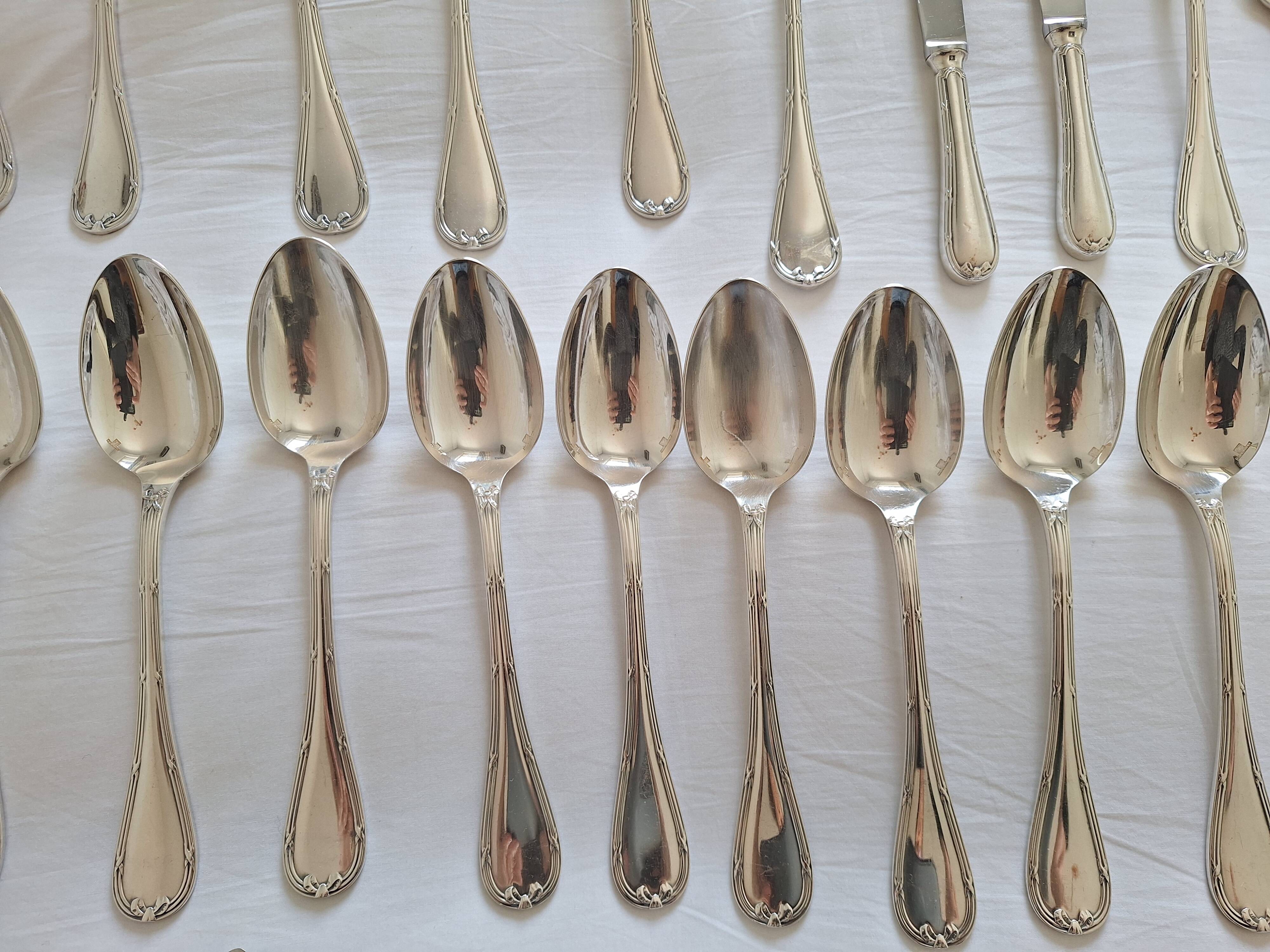 Christofle Rubans Cutlery Set - 133 pieces in silver-plated metal