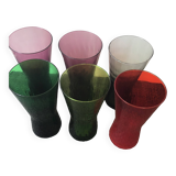 6 large colored glasses