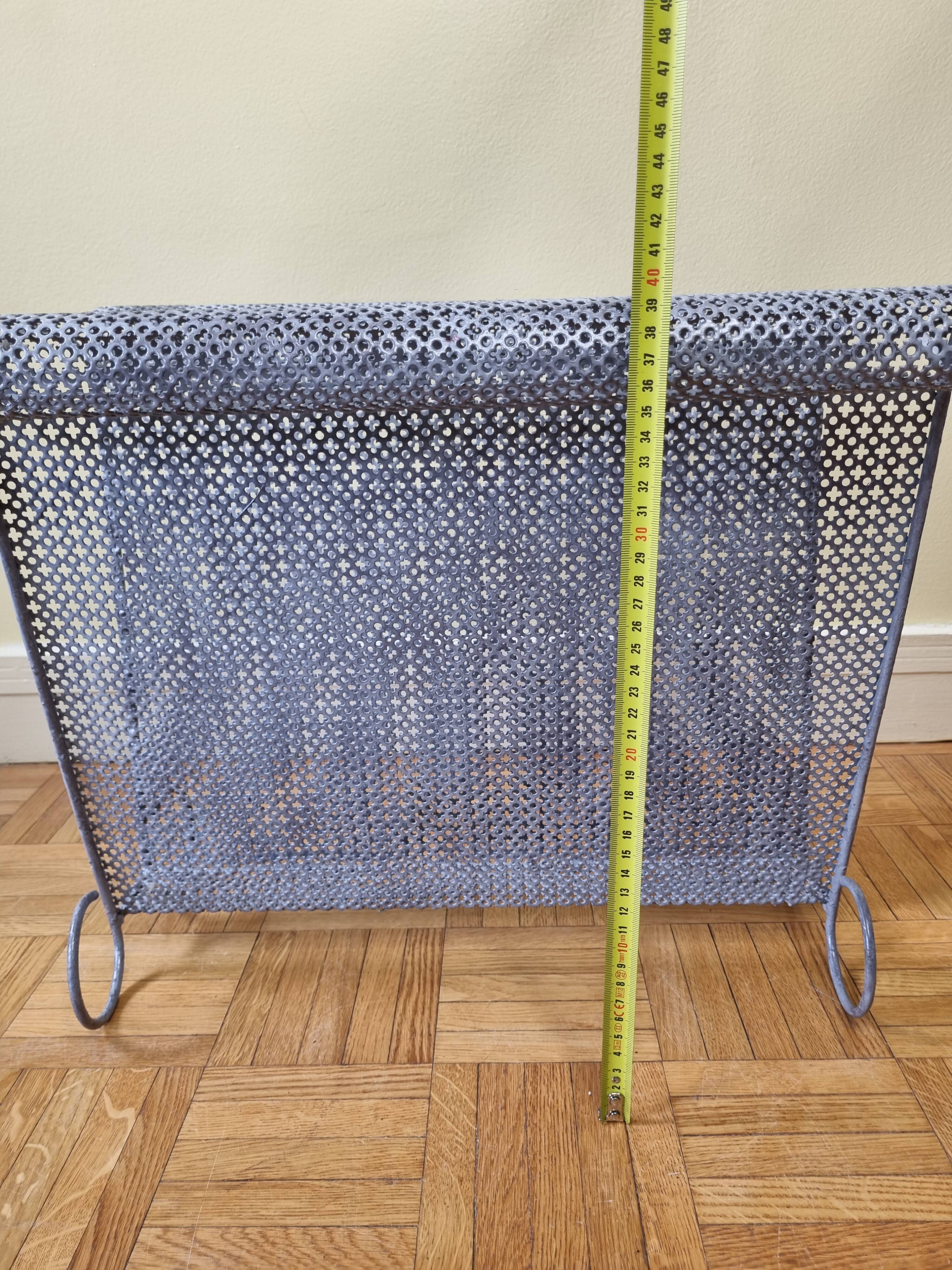 Vintage magazine holder in perforated metal, 39 cm