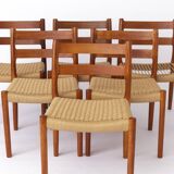 Lot de 6 chaises de salle à manger en teck Niels Otto Moller, modèle 84, 1976 – Cordon renouvelé