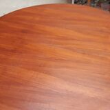 Scandinavian table 1970 round teak plate 110cm with its 1.55cm butterfly dip