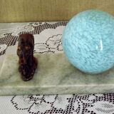 Elephant lamp tedd art deco marble base Clichy blue shade 4194