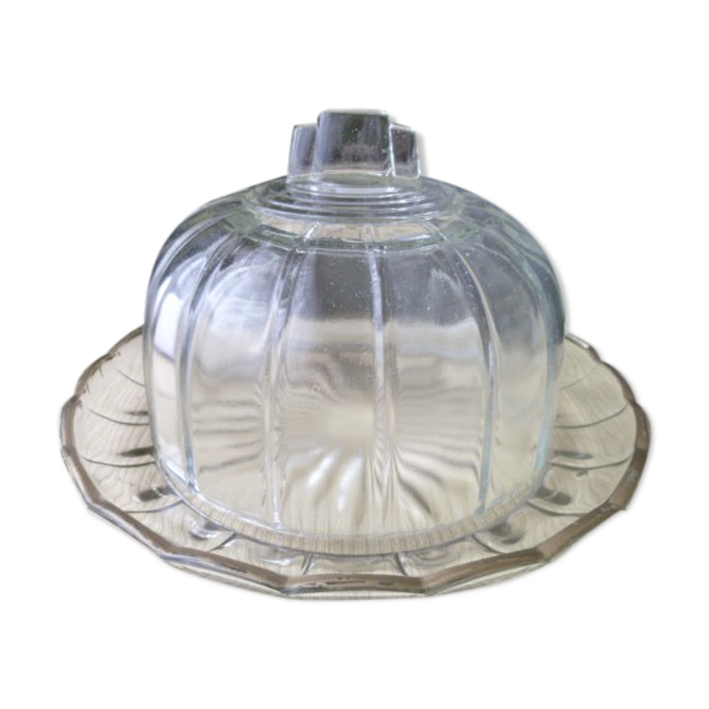 Old moulded pressed glass cheese bell