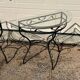 Glass and iron table with two side tables and 8 chairs