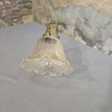 Holophane glass and brass suspension