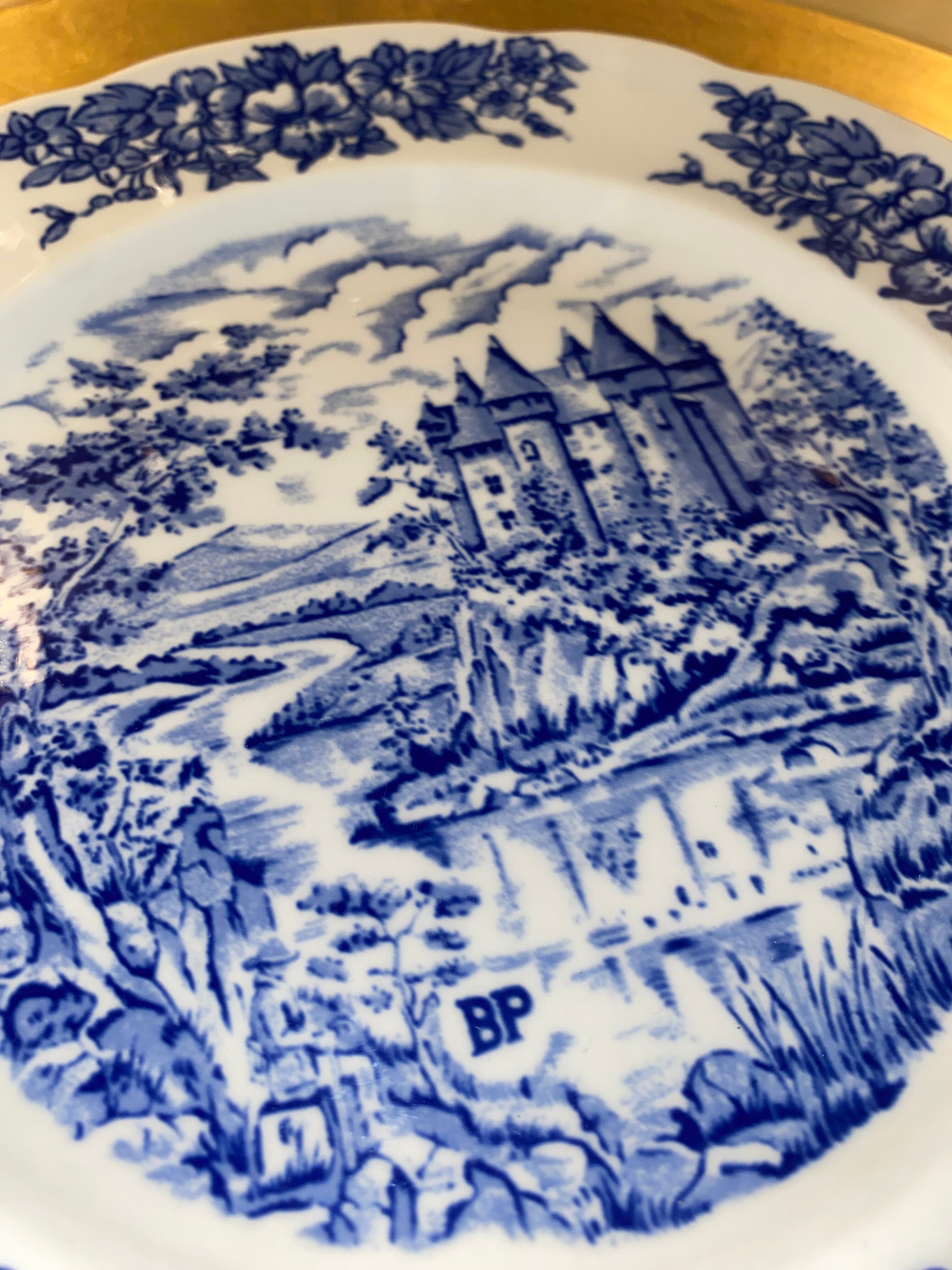 Lot de 2 assiettes plates pyroblan bleu