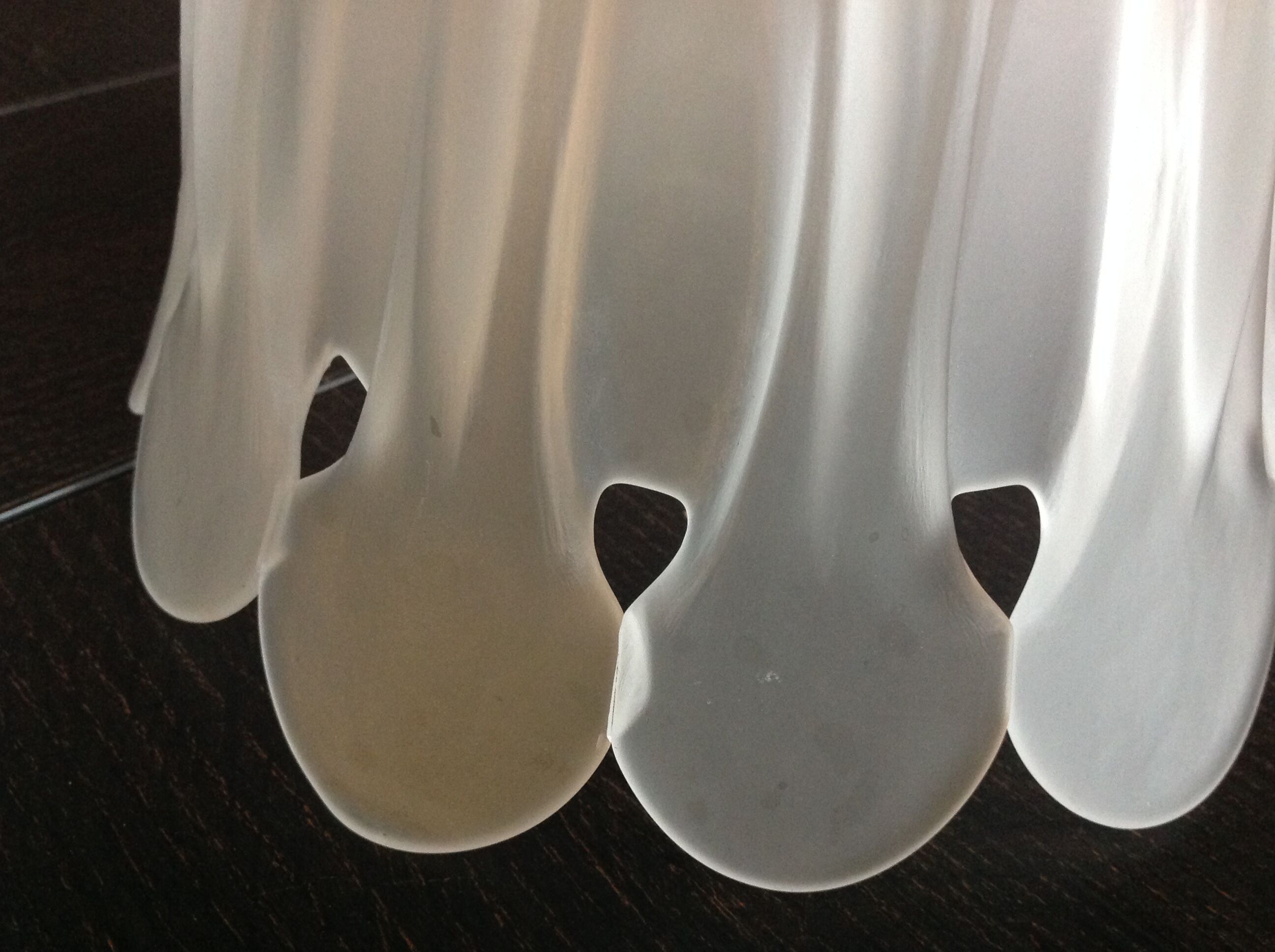 Pair of pendant lamps bell in frosted glass style art deco