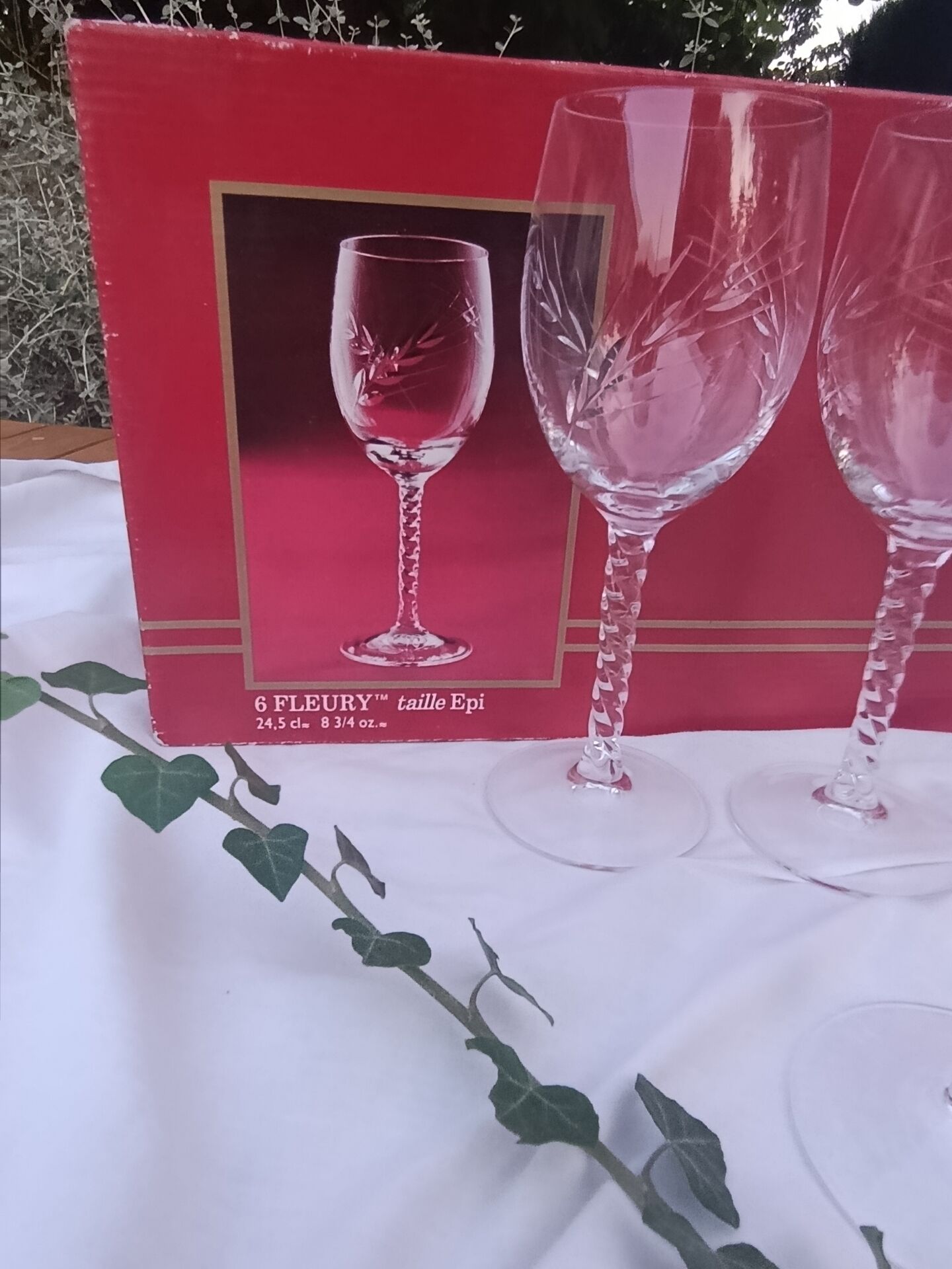 6 stemmed glasses 24 cl "épi" - Fleury, Cristal d'Arques