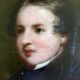 HSP painting "Romantic portrait" young man two-sided 19th century
