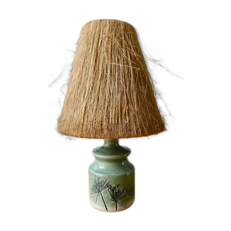 Ceramic lamp, herbarium decoration and fiber blinds