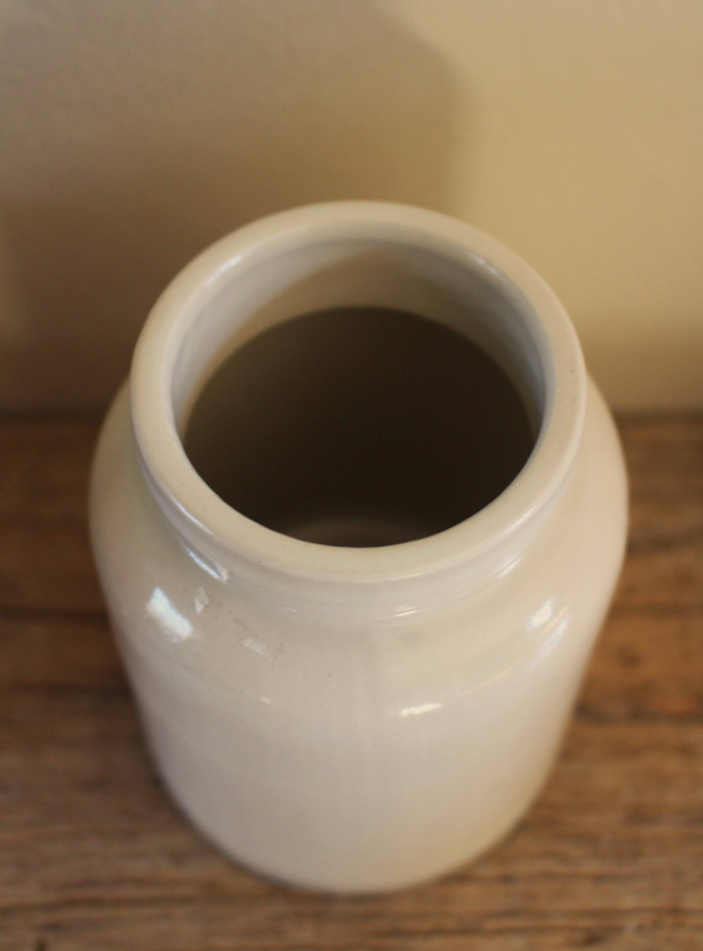 Vintage stoneware vase pot greige