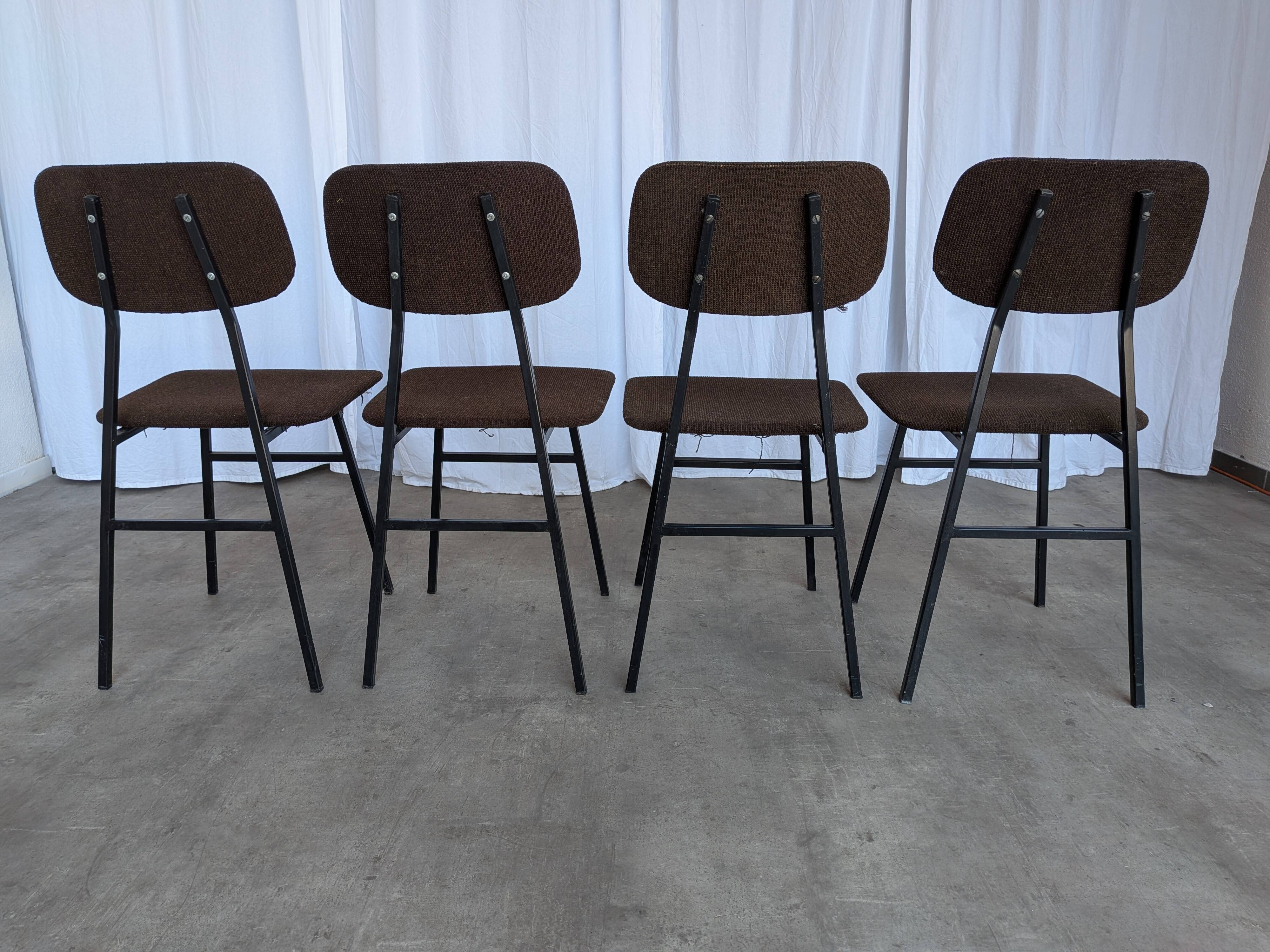 Chaises de salle à manger STOL Kamnik vintage (ensemble de 4) : tissu marron rétro des années 1970