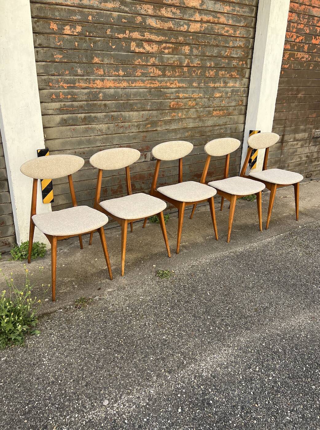(Lot) Suite de 5 Chaises Pied Compas Restaurées