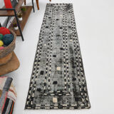 3x9 handmade pom pom vintage runner rug 285x73cm