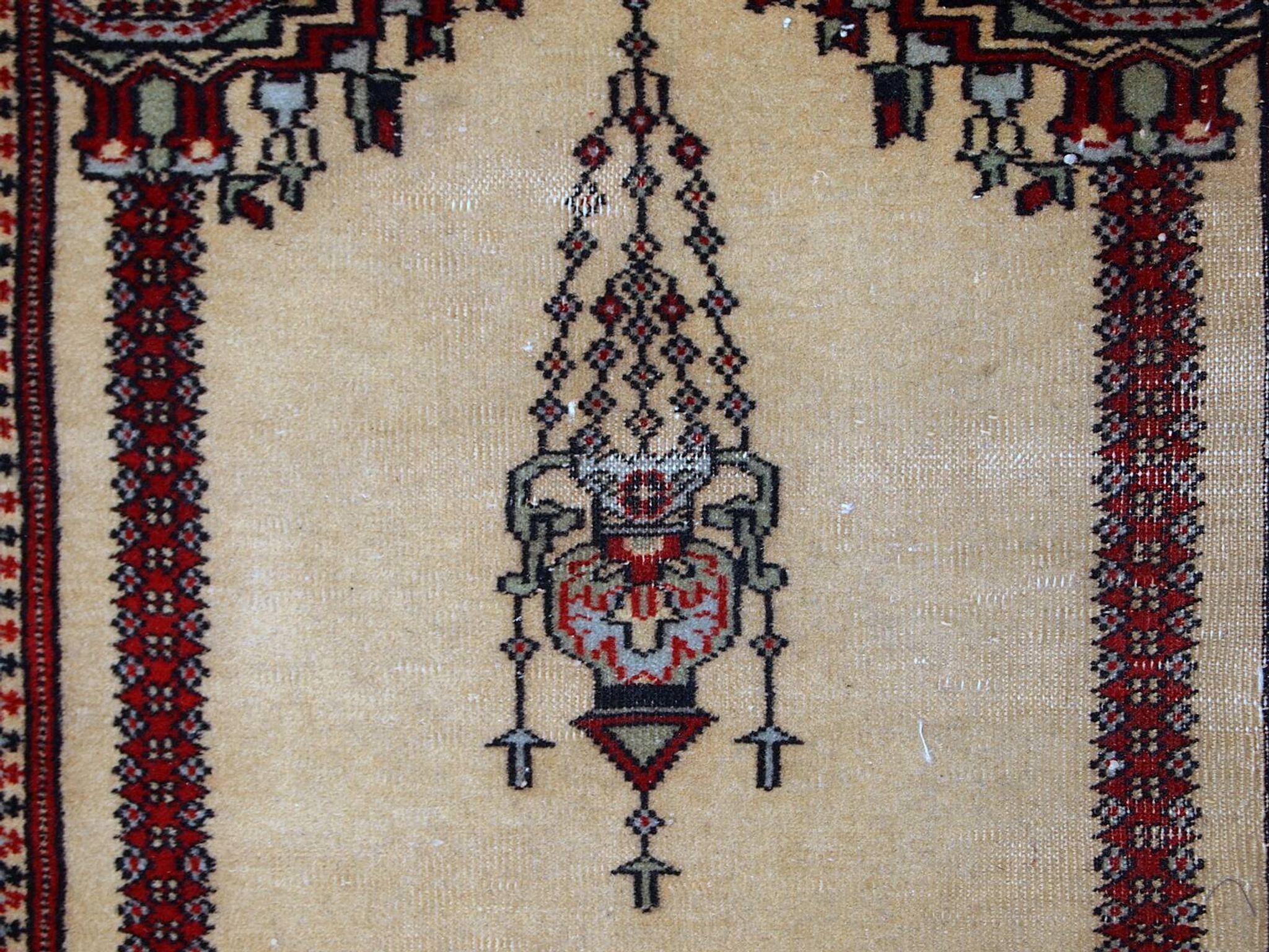 Tapis de Prière Vintage Lahore Pakistanais, Années 1960, Élégance et Tradit