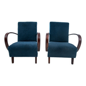 Paire de fauteuils Art Déco de J. Halabala modèle H-227, Tchécoslovaquie, années 1930