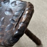 Rustic gouged wood stool