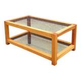 Vintage coffee table in wood and glass