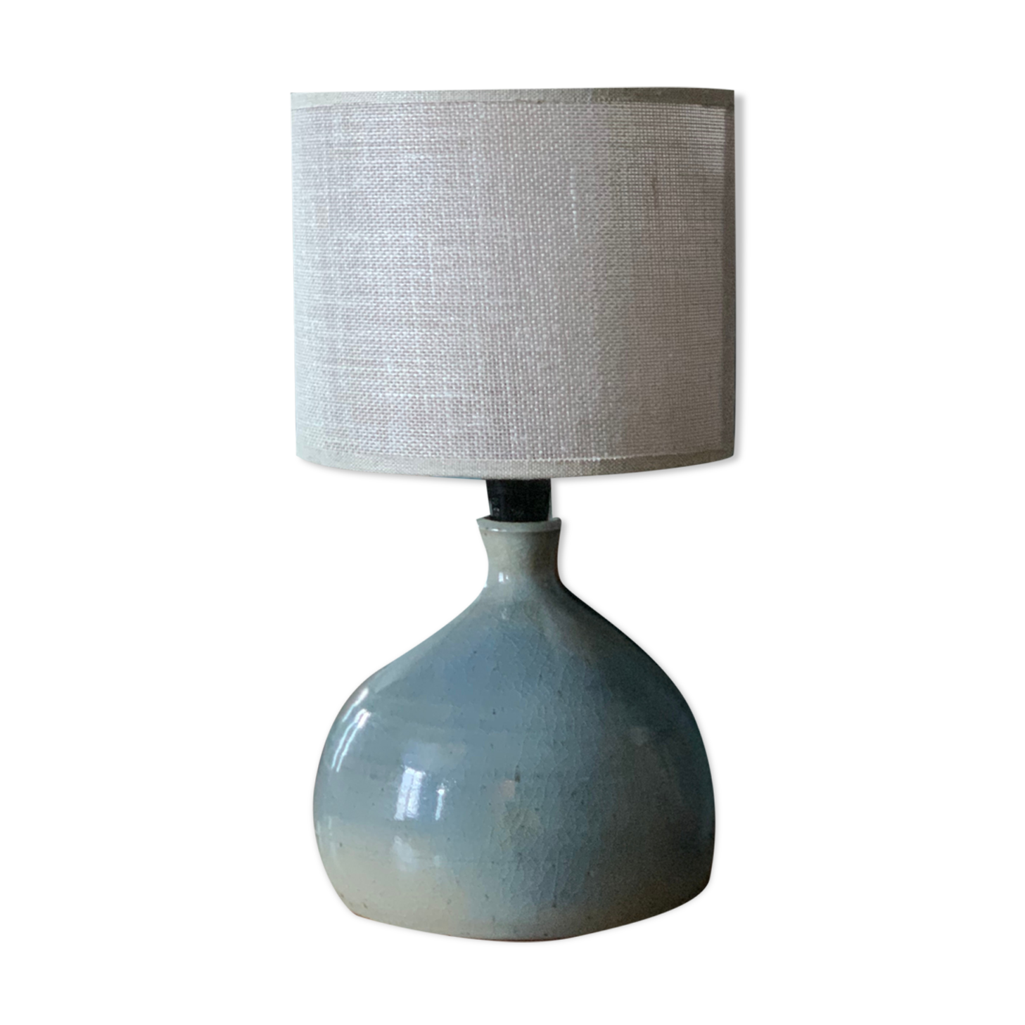 Vintage table lamp in blue ceramic