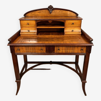 English happiness of the day desk Art Nouveau period in marquetry around 1900