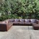Modular sectional soft dark brown leather sofa by Arflex, Italy 1970