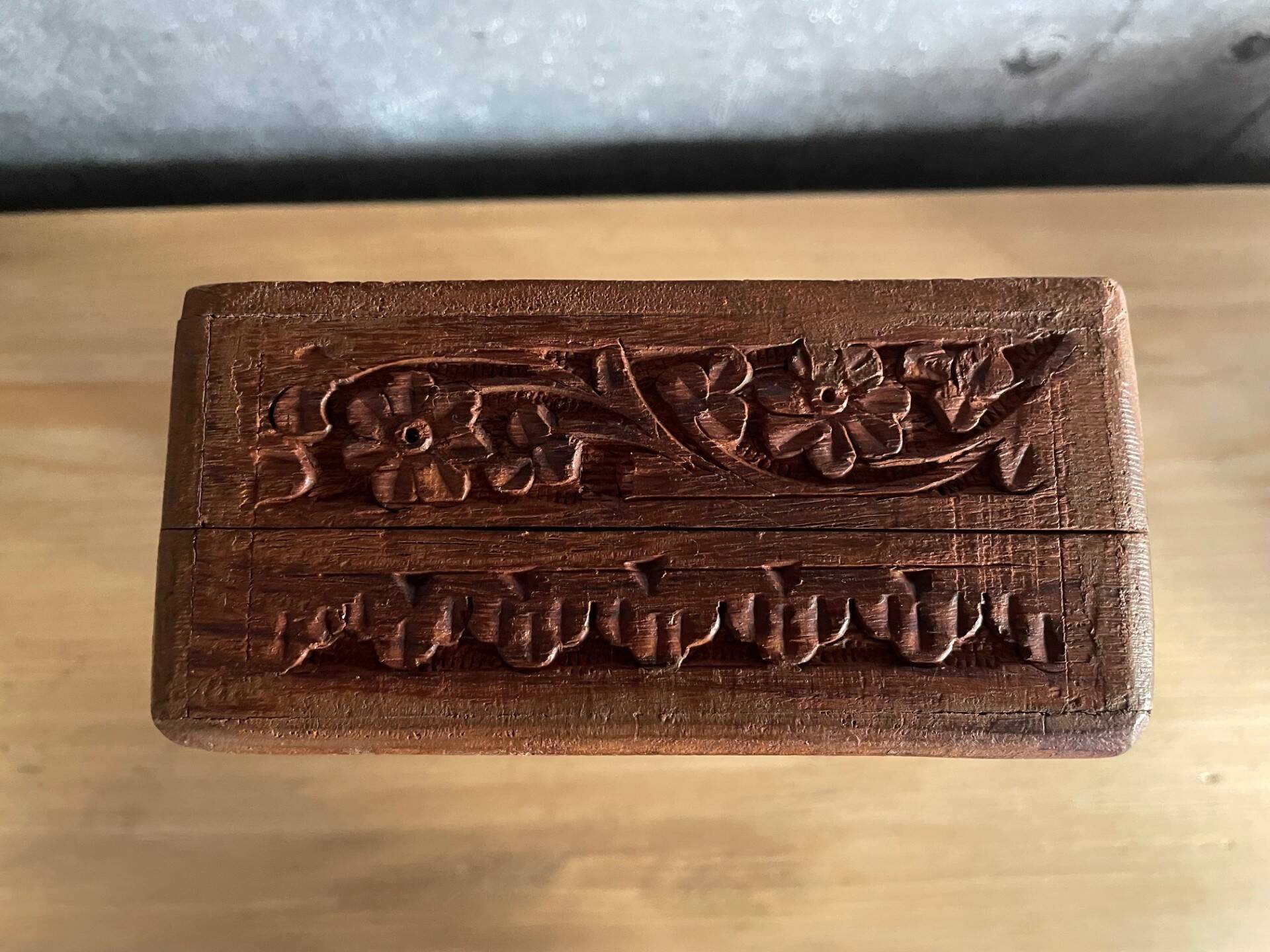 Vintage carved wooden jewelry/work box