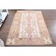 Vintage Turkish Oushak handmade cotton pink wool kilim area rug 120x165