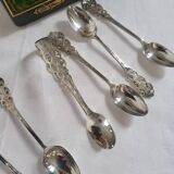 Box of 6 Small Spoons and Sugar Tongs Bergna Bros. Sunderland