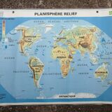 Old school MDI map: The world, political planisphere and relief.