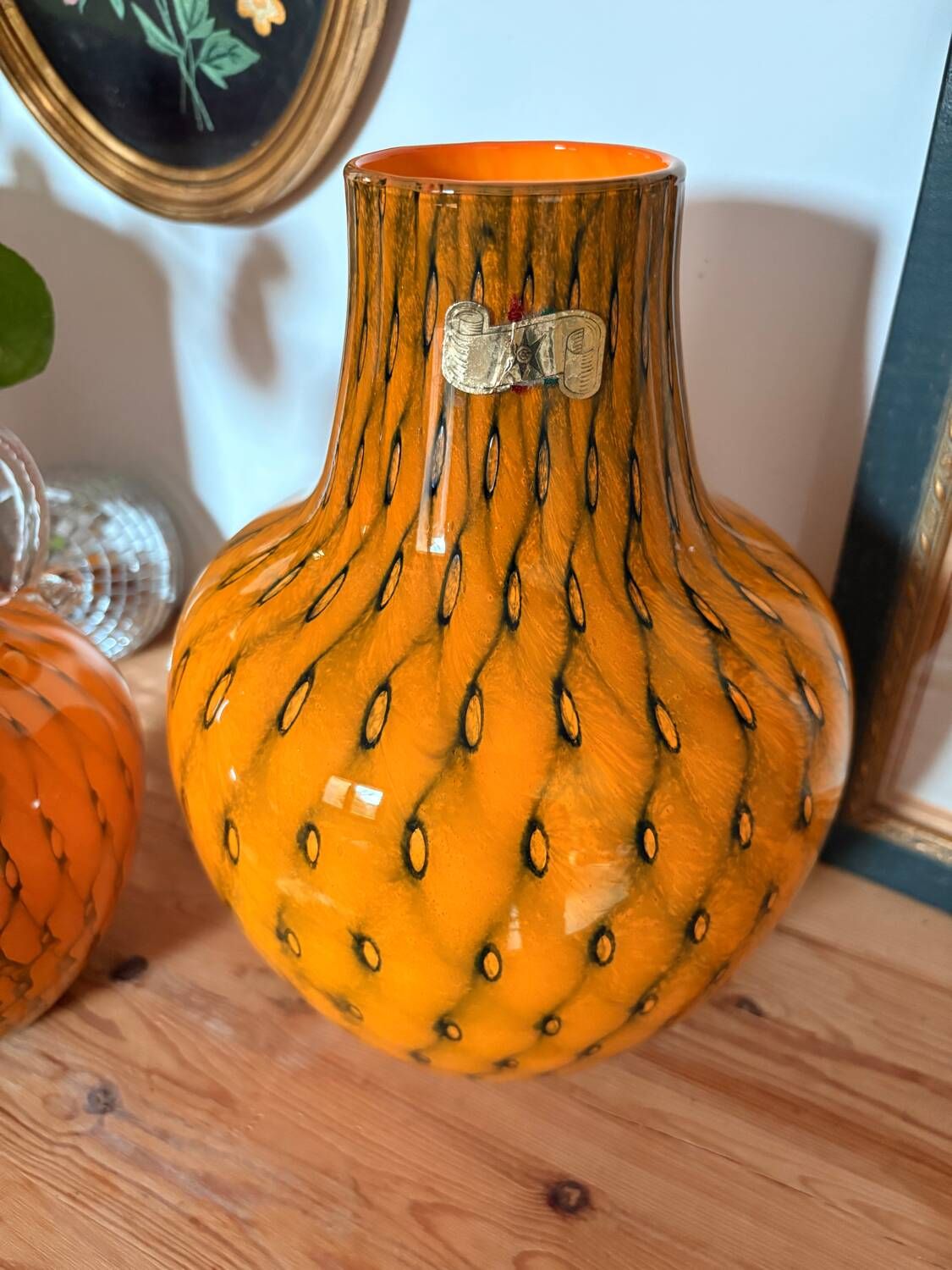 Duo vase & blown glass carafe in orange – 1960s/70s