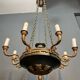 Important lustre de style Empire en bronze et tôle verte