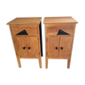 Set of 2 bedside tables wood and patina