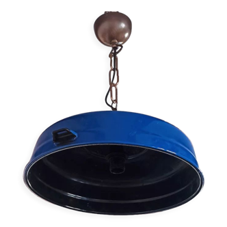 Round hanging chandelier in blue and black enamelled sheet