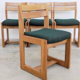 Set of 4 Maison Regain Vintage Chairs – Brutalist Solid Elm