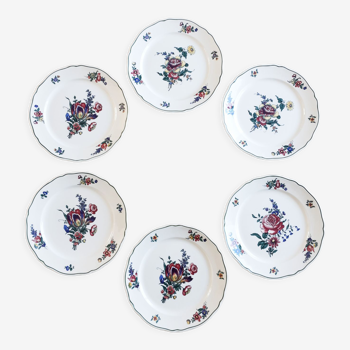 6 assiettes plates Villeroy et Boch , Vieux Strasbourg , vintage français , années 50 ( lot 1 )