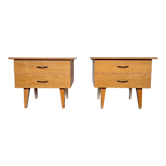 Paire de tables de nuit chevet bout de canapé vintage