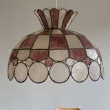 1950s vintage pendant light with mother-of-pearl shade