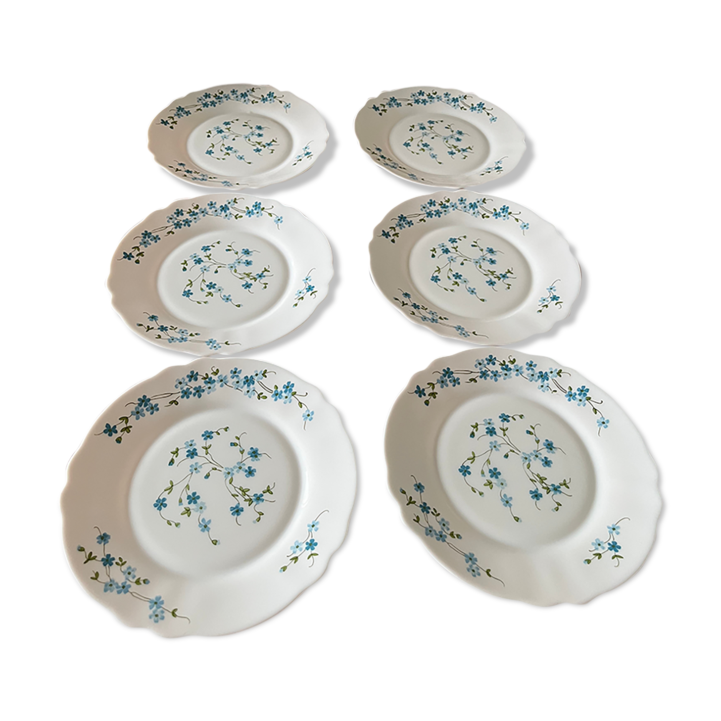 Vintage forget-not dessert plates