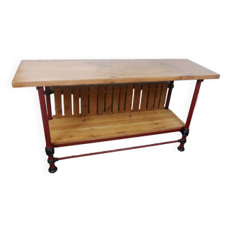 Table fer et bois meuble de metier