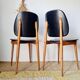 Pair of vintage 1960 chairs – Tapered legs & Black faux leather
