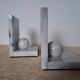 Vintage bookends in grey veined white marble – Minimalist design