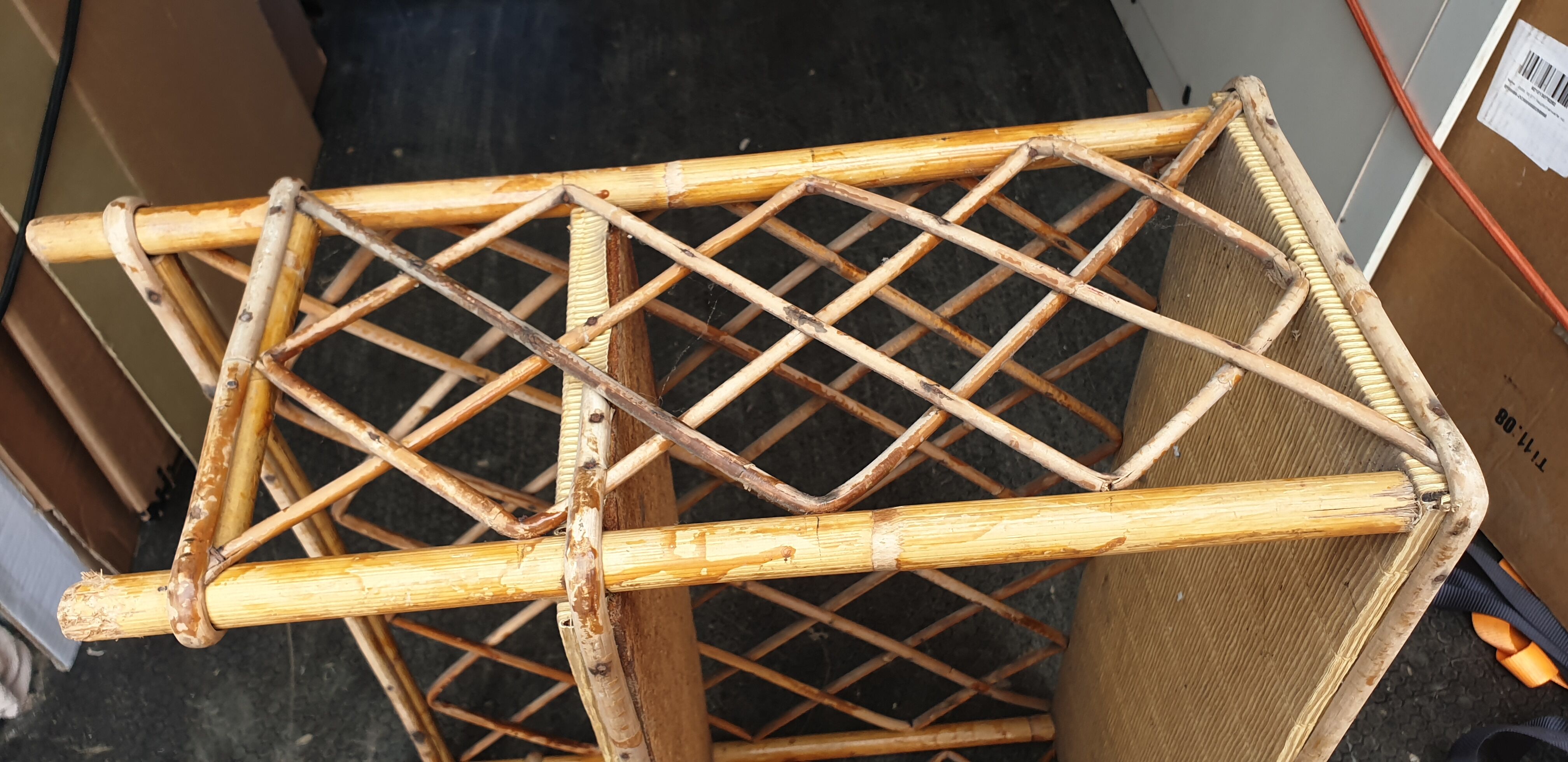 Colonial style rattan wall shelf