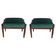Pair of vintage green velvet stools, mid-century, Edmund Homa, 1960s