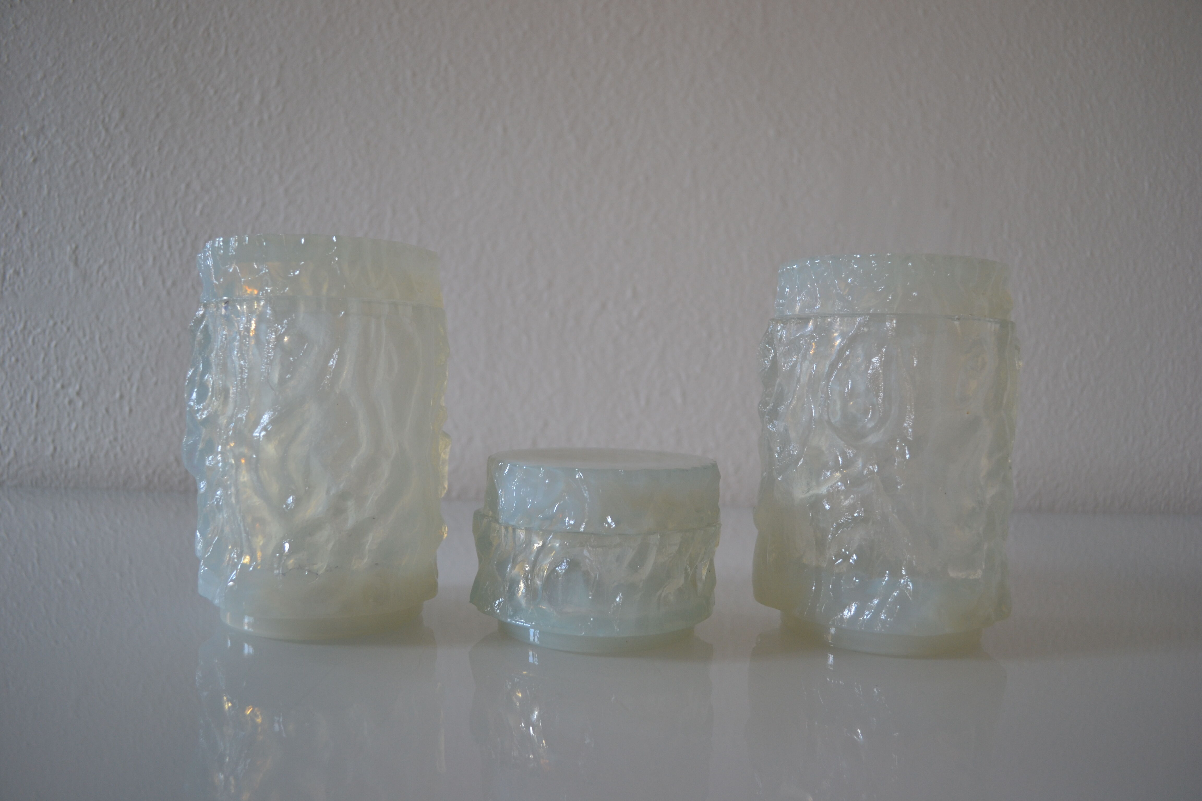 3 opalescent glass jars 60's geoffrey baxter