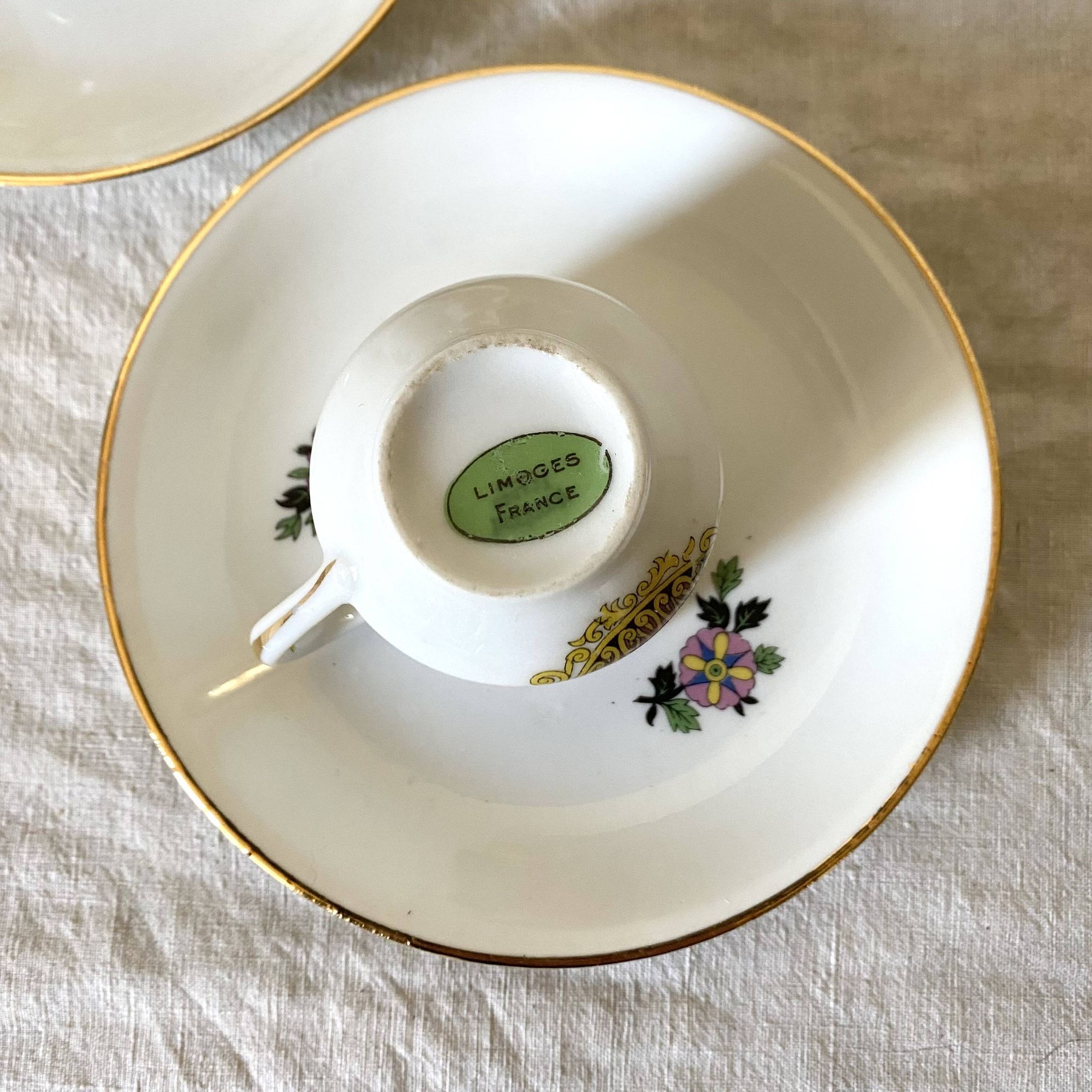 Floral coffee cups in Limoges porcelain