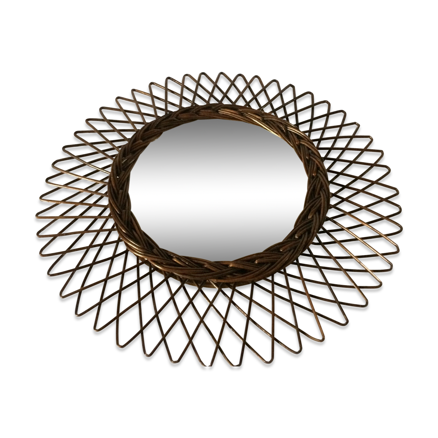 Vintage rattan sun mirror 45cm