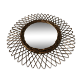 Vintage rattan sun mirror 45cm