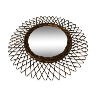 Vintage rattan sun mirror 45cm