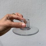 Pair of transparent glass candlesticks